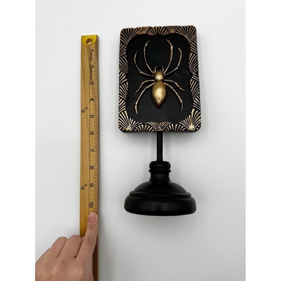 Art Deco Style Spider Decor Black Gold Wood Gothic Dark Academia 9" Orb Weaver - Picture 3 of 6